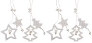 3237 Hvězda a strom s glitry na pověšení 13cm, 4 ks,stříbrná-1