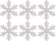 3275 Vločka bílá glitrová s lepíkem 6 ks v sáčku, 6 cm-1