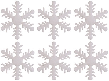 White Glitter Snowflake with double-sided Sticker 6 cm, 6 pcs