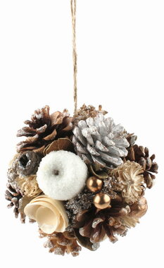 Ball with Pine Cones and Apples gold ? 10 cm for hanging