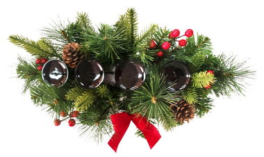 Advent Candlestick made of Twigs with red Bow 40 x 18 x 14 cm