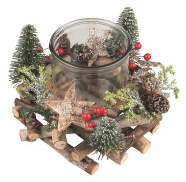 Candlestick with Pine Cones o 19 x 15 cm