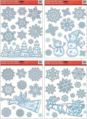 Decorative Window Cling  with Glitter Snowflakes, Snowman, Angel 38 × 30 cm