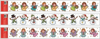 Decorative Window Cling Stripes Angels And Snowmen 55 × 7 cm