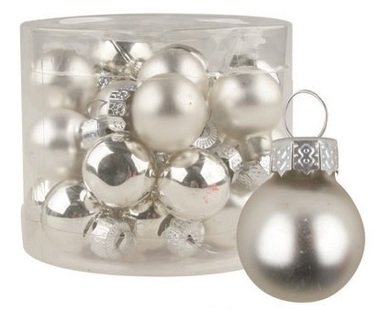 Glass Christmas Balls 2 cm, set of 12 pcs Silver