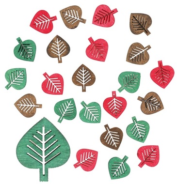 Wooden Leaves 2 cm, 24 pcs 