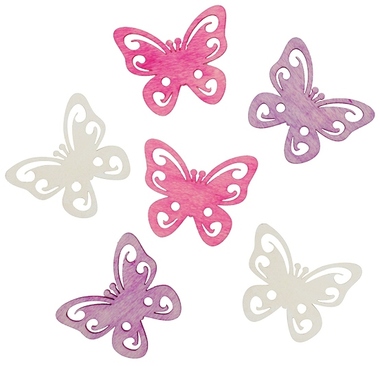Wooden Butterflies 6 x 5 x 0,3 cm, 6 pcs 