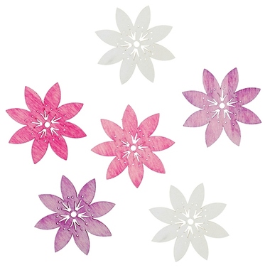 Wooden Flowers 6 x 6 x 0,3 cm, 6 pcs 