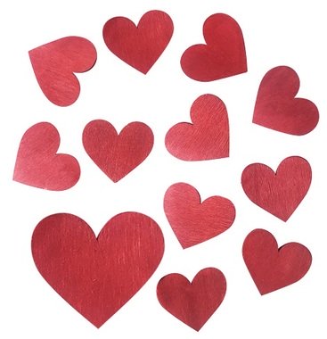Wooden Hearts 3,5 cm 12 pcs