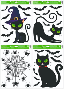 Window Cling Cats and Spiders 30 x 42 cm