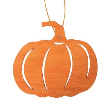 Hanging Wooden Pumpkin 10 cm, Orange