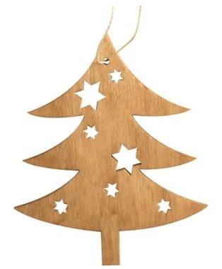 Hanging Wooden Tree 10 cm, Brown