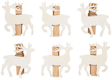 Wooden Deer 4 cm 6 pcs on Wooden Peg