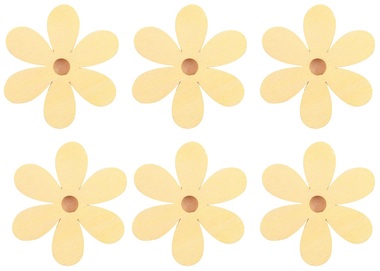 Wooden Flowers with Peg 4 cm, 6 pcs 