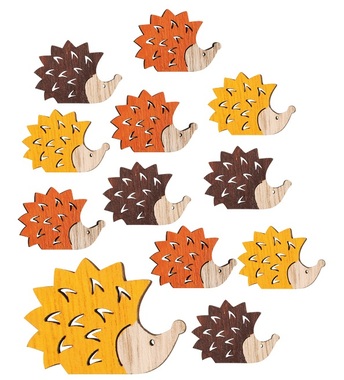 Wooden Hedgehog 4 x 3 mix, 12 pcs 