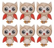 42010 Sovy dřevěn&eacute; na kol&iacute;čku 4 cm, 6 ks-1
