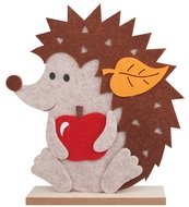 42016 Ježek z filcu s oranžov&yacute;m l&iacute;stkem na postaven&iacute; 20,5 x 23 cm-1