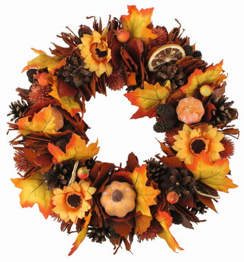 Autumn Wreath with Leaves and Decorations ? 30 cm x 6 cm