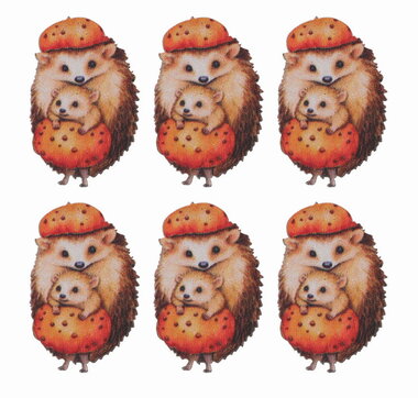 Wooden hedgehog 3 x 4.5 x 0.3 cm with glue, 6 pcs in a bag
