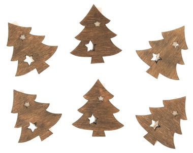 Wooden Trees 4 cm on Peg, 6 pcs