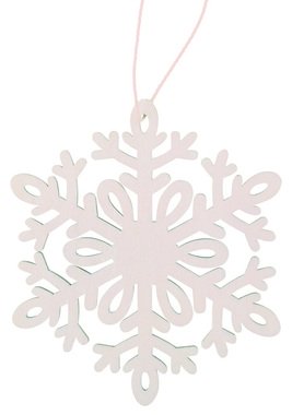 Hanging Wooden Snowflake 10 cm, White 