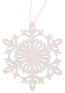 Hanging Wooden Snowflake 10 cm, White 