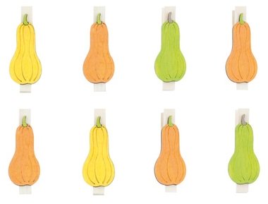 Wooden Pumpkins on Peg 3,5 cm, 8 pcs 