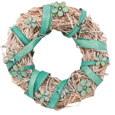 Natural Wreath w/ Turquois Components dia 25 cm 