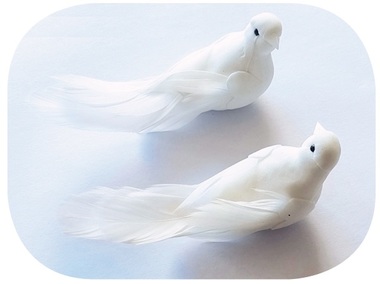 Bird on Clip 11 cm, 2 pcs, White 