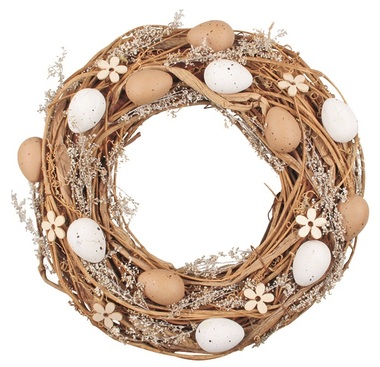 Easter Wreath 29 cm, Brown/White