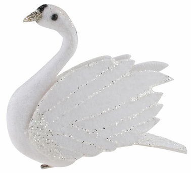 Swan with Glitter white on a Clip 12 x 10 x 5 cm