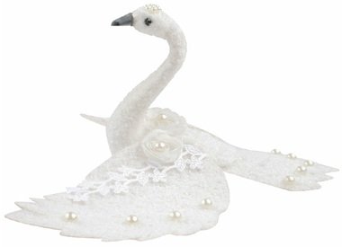 Swan with Glitter and Beads on a Clip 14 x 12 x 21 cm