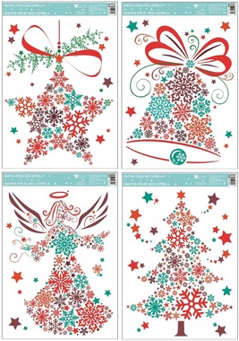 Self-Adhering Window Decoration 33,5x25,5 cm, Snowflake Pictures,Colour