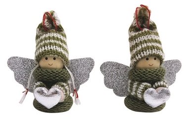 Angel in a green Sweater with a Heart for hanging 7.5 cm