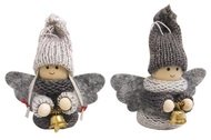 Angel in a gray Sweater with a Bell for hanging 7.5 cm