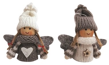 Angel in gray-white for hanging 7.5 cm