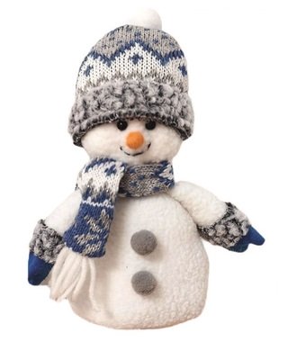Snowman in a gray Hat and Scarf for standing 19 cm