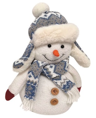 Snowman in a gray-blue Scarf for standing 26 cm