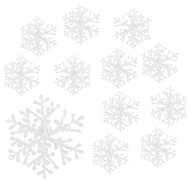 White Glitter Snowflakes 5,5 cm, 12 pcs