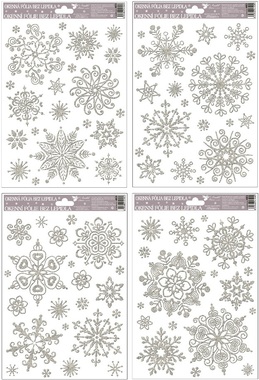 Decorative Window Cling Silver with Snow Effect Snowflakes 27 × 20 cm