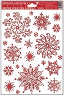 Decorative Window Cling – Red Snowflakes with Stars