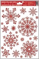 Decorative Window Cling – Red Snowflakes with Sparkles