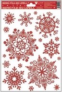 Decorative Window Cling – Red Snowflakes with Ornaments