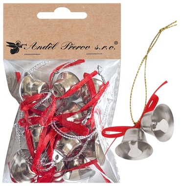 Twin Bells Silver 4 x 2 x 2 cm set, 6 sets Bag