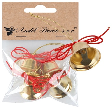 Bells o 3 x 3 cm, 4 pcs Bag, Gold