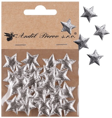 Fabric Stars o 2 cm, 30 pcs Bag, Silver