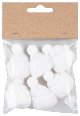 Decorative knitted Hat o 3 x 4.5 cm, 6 pcs Bag, White