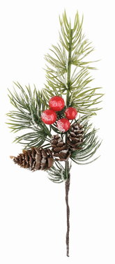 Plastic twig with decor 16 x 9 x 3 cm + hole