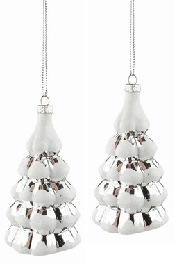 Silver plastic Tree 6 x 11 x 5 cm for hanging, 2 pcs in a Bag