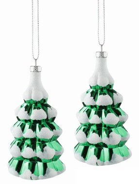 Green plastic Tree 6 x 11 x 5 cm for hanging, 2 pcs in a Bag